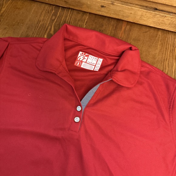 Oobe Team Style Shirt Mens Medium Chic Fil A Red Short Sleeve Employee Polo - Picture 1 of 4
